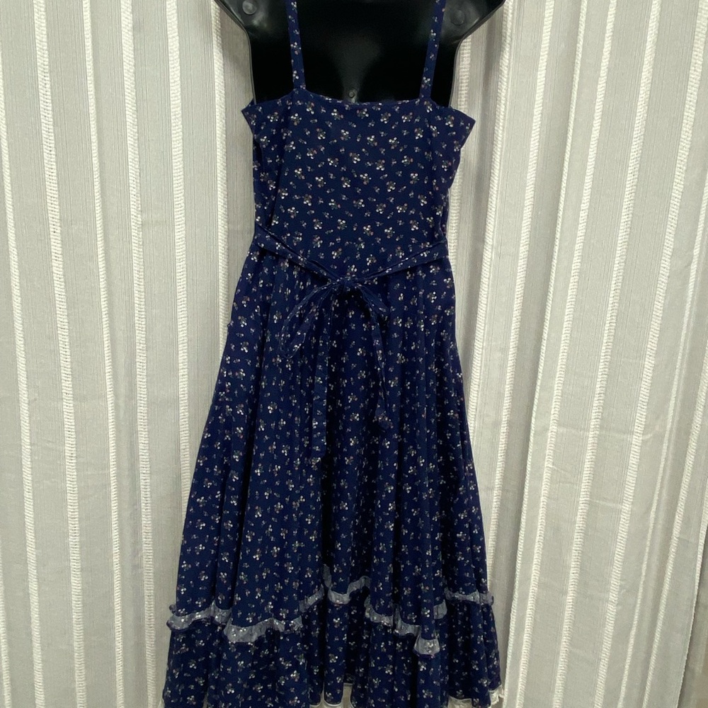 Gunne Sax Midnight Blue Floral with Lace Trim Dress Size S - Vintage EUC RARE - Picture 16 of 16